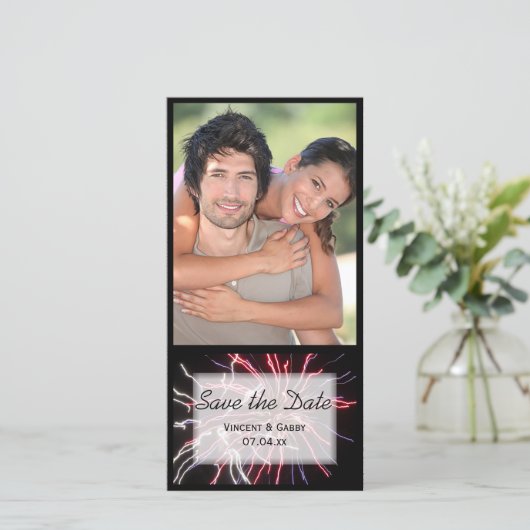 Fireworks Wedding Save the Date (Staand voorkant)