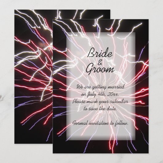 Fireworks Wedding Save the Date Notice Kaart (Voorkant / Achterkant)