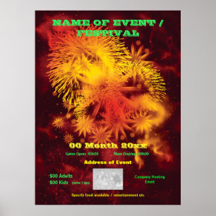 Fireworks-weergave adverteren poster, afdrukken poster