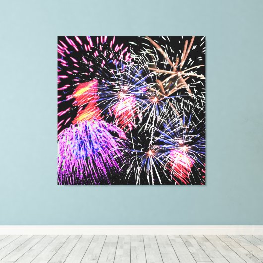 Fireworks-weergave Canvas Afdruk (Insitu (Houten vloer))