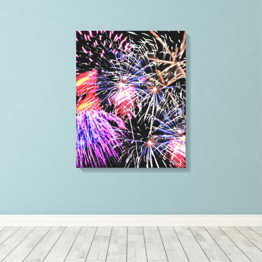 Fireworks-weergave Canvas Afdruk (Insitu (Houten vloer))