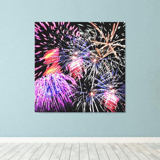 Fireworks-weergave Canvas Afdruk (Insitu (Houten vloer))