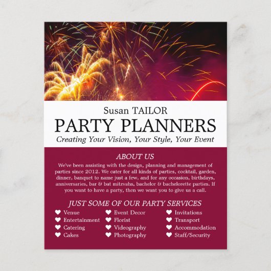 Fireworks-weergave, partijgebeurtenissenplanner Ad Flyer (Voorkant)