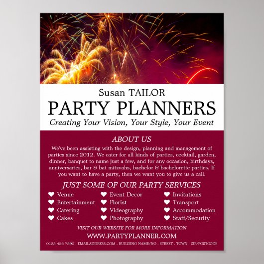 Fireworks-weergave, partijgebeurtenissenplanner Ad Poster (Voorkant)