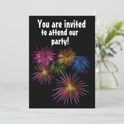 FIREWORKS ZOMER PARTY AANGEPASTE UITNODIGINGEN (Staand voorkant)