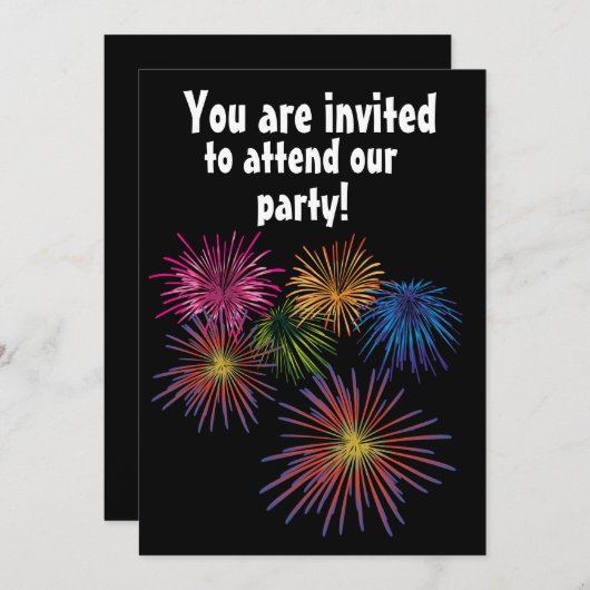 FIREWORKS ZOMER PARTY AANGEPASTE UITNODIGINGEN (Voorkant / Achterkant)