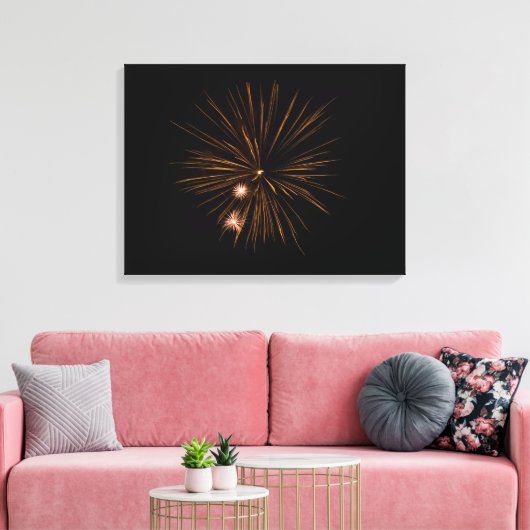 Fireworks zwart canvas afdruk (Insitu (Woonkamer))