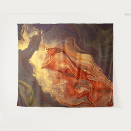 ** Firey Marble Flame Sinaasappel Geel Abstracte K Wandkleed (Voorkant (horizontaal))