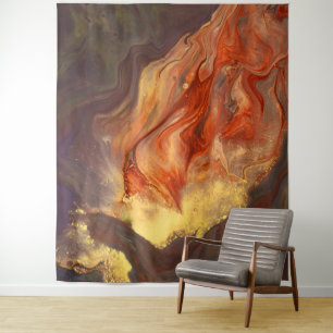 ** Firey Marble Flame Sinaasappel Geel Abstracte K Wandkleed