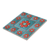 Firey Oranje en Blauwgroen  ventilatorpatroon Tegeltje (Zijkant)