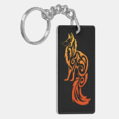Firey Red Tribal Fox Kitsune Sleutelhanger (Voorkant Links)