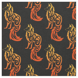 Firey Red Tribal Fox Kitsune Stof