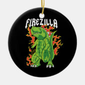 Firezilla Groen en Vuurmonster Keramisch Ornament (Voorkant)