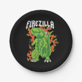 Firezilla Groen en Vuurmonster Papieren Bordje (Voorkant)