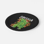 Firezilla Groen en Vuurmonster Papieren Bordje (Gekanteld)