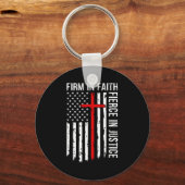 Firm In Faith Fierce In Justice Usa Flag Christian Sleutelhanger (Voorkant)