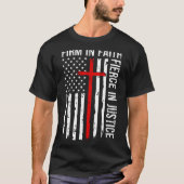 Firm In Faith Fierce In Justice Usa Flag Christian T-shirt (Voorkant)