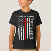 Firm In Faith Fierce In Justice Usa Flag Christian T-shirt (Voorkant)