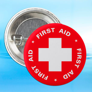 First Aid (Cross) - Ambulance, Help, Doctor Ronde Button 5,7 Cm