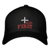 First Aid embroidered baseball cap Red / B|ack (Voorkant)