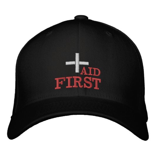First Aid embroidered baseball cap Red / B|ack (Voorkant)