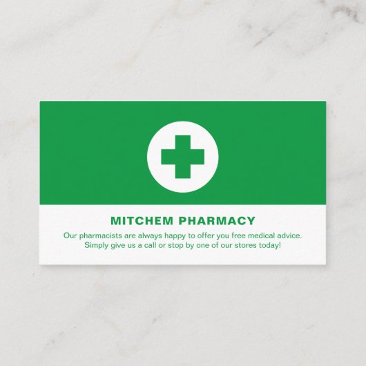 First Aid Symbool, Pharmacy, Pharmaceuticals Visitekaartje (Achterkant)