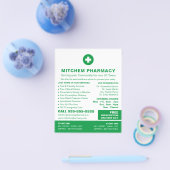 First Aid Symbool, Pharmacy, Pharmacists Advert Flyer (Enkel)