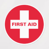 First Aid (White Cross) - Ambulance, Help, Doctor Labels (Design 2)