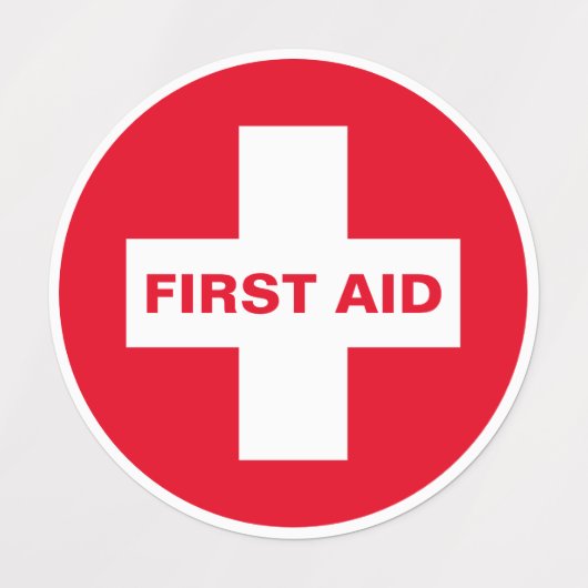 First Aid (White Cross) - Ambulance, Help, Doctor Labels (Design 2)