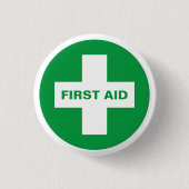 First Aid (White Cross) - Ambulance, Help, Doctor Ronde Button 3,2 Cm (Voorkant)