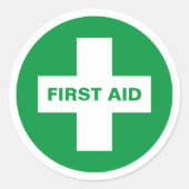 First Aid (White Cross) - Ambulance, Help, Doctor Ronde Sticker (Voorkant)