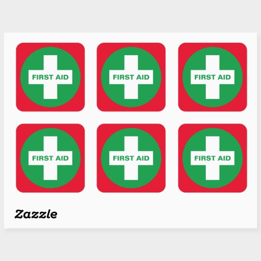 First Aid (White Cross) - Ambulance, Help, Doctor Vierkante Sticker (Vel)