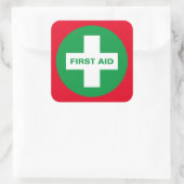 First Aid (White Cross) - Ambulance, Help, Doctor Vierkante Sticker (Tas)