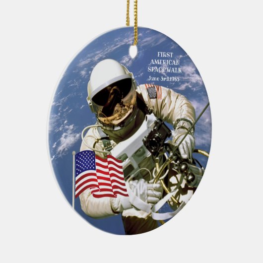 First American Astronaut Space Walk Keramisch Ornament (Rechts)