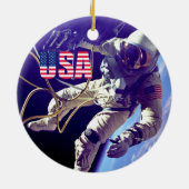 First American Astronaut Space Walk Keramisch Ornament (Achterkant)