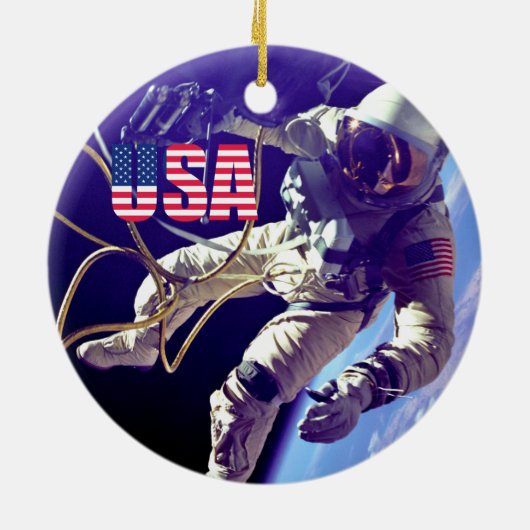 First American Astronaut Space Walk Keramisch Ornament (Achterkant)
