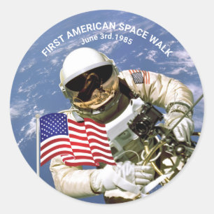 First American Astronaut Space Walk Ronde Sticker