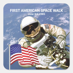 First American Astronaut Space Walk Vierkante Sticker