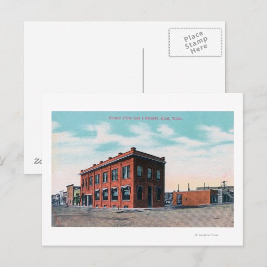 First and I Street CornerLind, WA Briefkaart (Voorkant / Achterkant)