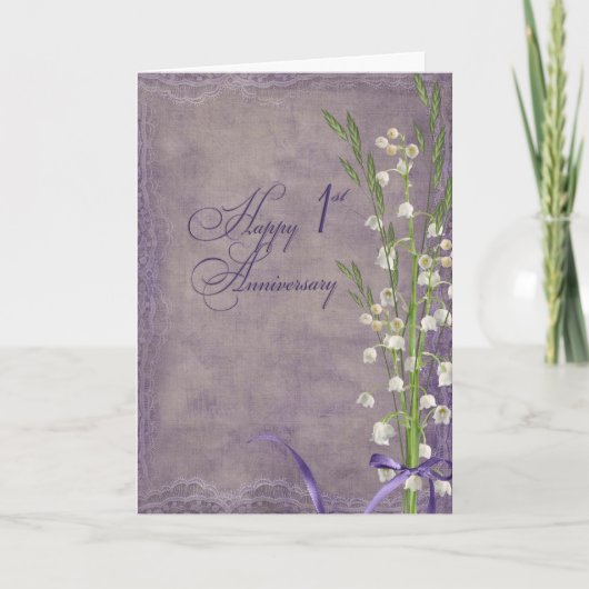 First Anniversary lily of the valley Kaart (Voorkant)