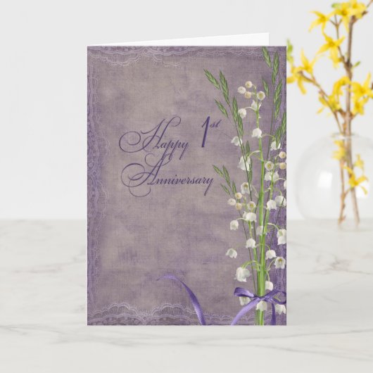 First Anniversary lily of the valley Kaart (Gele Bloem)