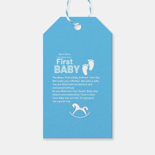 First Baby Blue Boy Cadeaulabel (Voorkant)