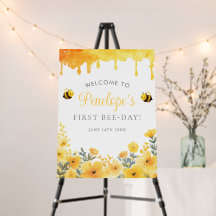 First Bee Day 1st Birthday Welcome Sign