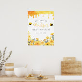 First Bee Day 1st Birthday Welcome Sign Poster (Keuken)