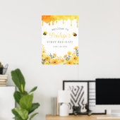 First Bee Day 1st Birthday Welcome Sign Poster (Thuiskantoor)