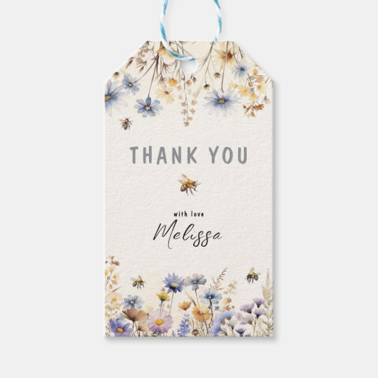 First Bee Day - Floral 1st Birthday  Cadeaulabel (Voorkant)