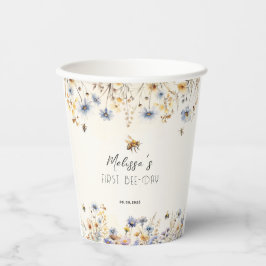 First Bee Day - Floral 1st Birthday  Papieren Bekers