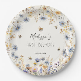 First Bee Day - Floral 1st Birthday  Papieren Bordje