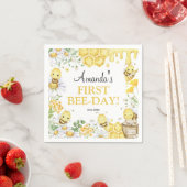 First Bee Day Floral Bumblebee Birthday Party Servet (Insitu)
