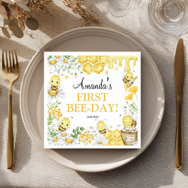 First Bee Day Floral Bumblebee Birthday Party Servet